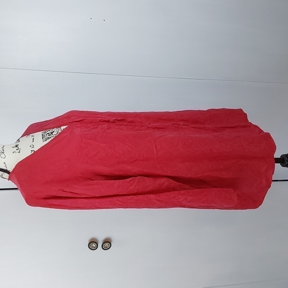 Victoria's Secret| Womens Vintage Gold Label Red Silk Kimono Embossed Sz.Large